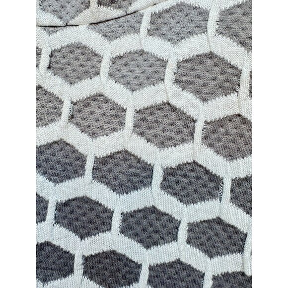 Pixley Women's Textured A-Line Midi Dress Size M Gray White Geometric Sleeveless - Picture 5 of 12